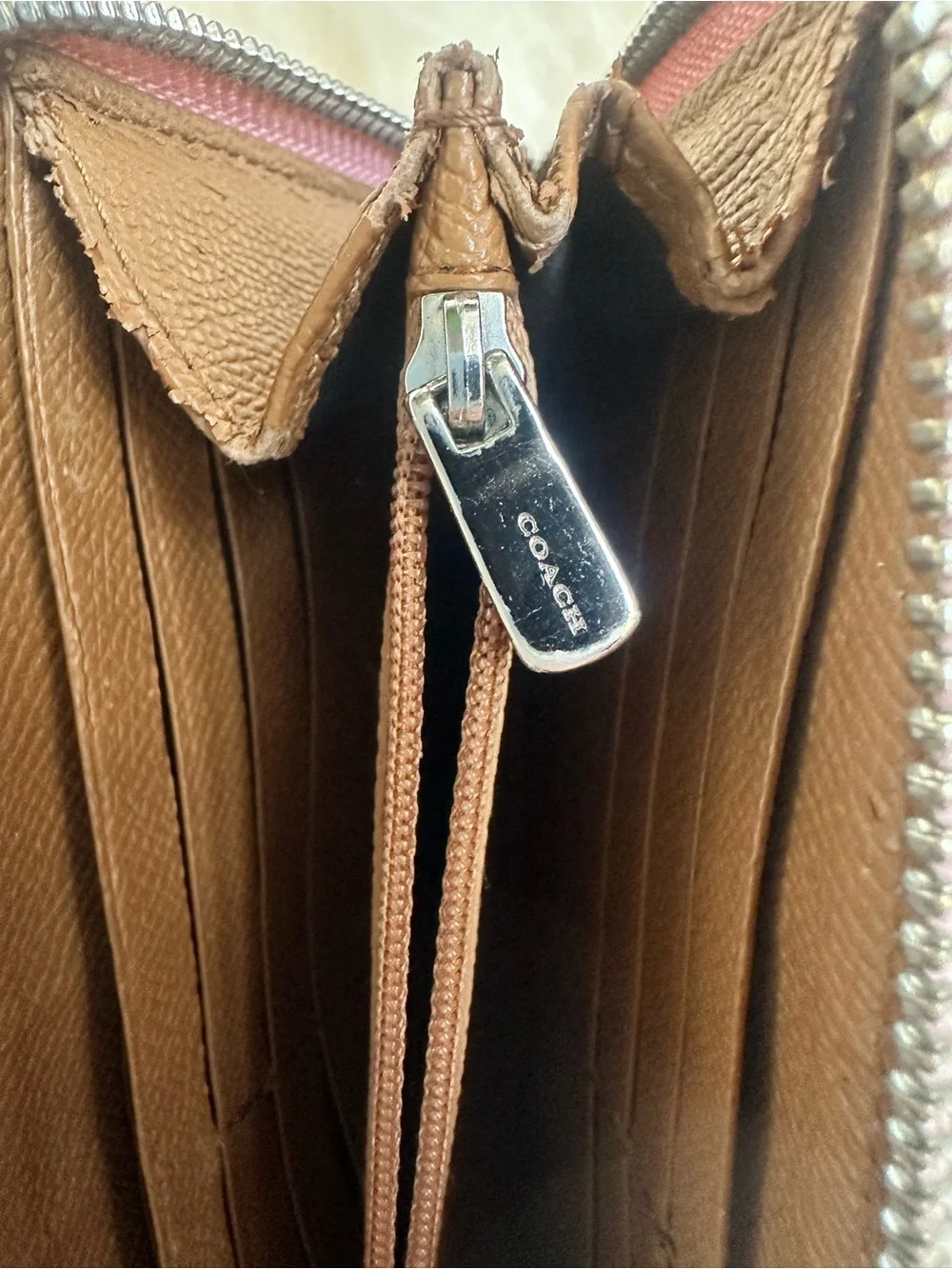 Coach Pink Multi-Heart Zip Around Wallet
